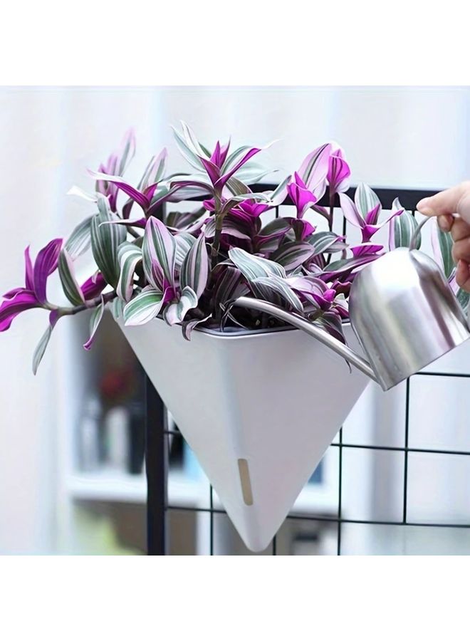 White Self Watering Wall Planter Large Triangle Automatic Water Absorption Indoor Outdoor Gardening - Image 2